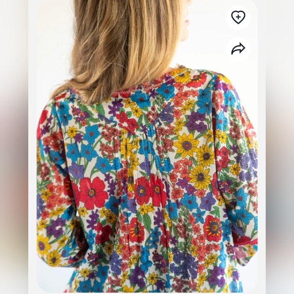 NATURAL LIFE Red Yellow and Blue Floral Relaxed Lightweigth Tunic L/XL - Picture 3 of 9